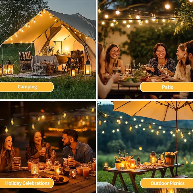 50ft Solar String Lights with Remote, 25+1 Bulbs Solar Patio Lights Outdoor - Image 6