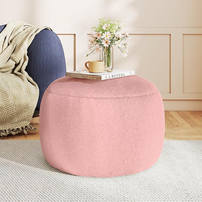 Round Stuffed Pouf Ottoman for Foot Rest, A Round Modern Foam Filled Poufs by Gericco