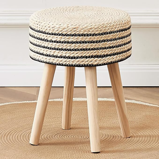 Cpintltr Round Ottoman Footstool Natural Seagrass Foot Stool Pouf Ottomans by CpintltrFruniture