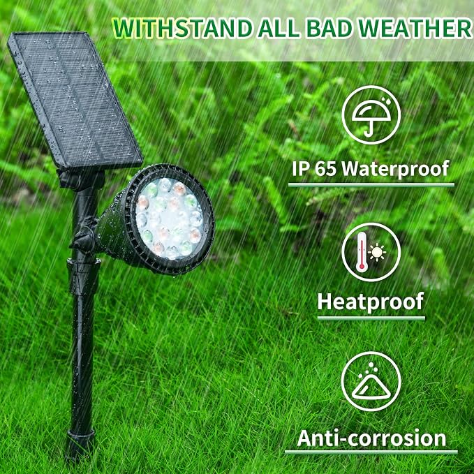 JSOT 2 Pack Christmas Solar Spotlights, RGB Solar Spot Light Outdoor Waterproof - Image 6