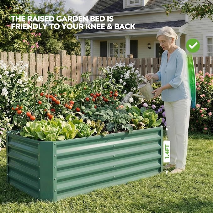 ZORMY 4×2×1.4ft Galvanized Raised Garden Bed Kit, Metal Planter Boxes Outdoor - Image 3