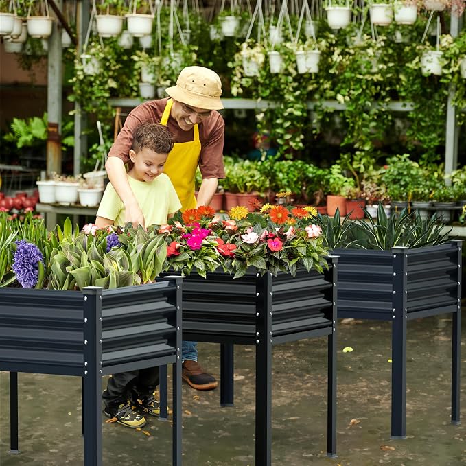 Raised Garden Bed with Legs, 48×24×32in Galvanized Raised Garden Beds Outdoor - Image 7