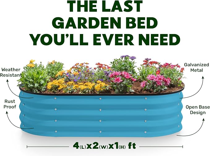 Plant & Plot Galvanized Raised Garden Beds Outdoor // 4×2×1 ft Planter Raised - Image 4