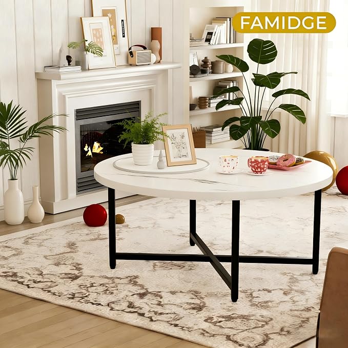 Coffee Table, 31.5" Large Round Coffee Table - Image 4