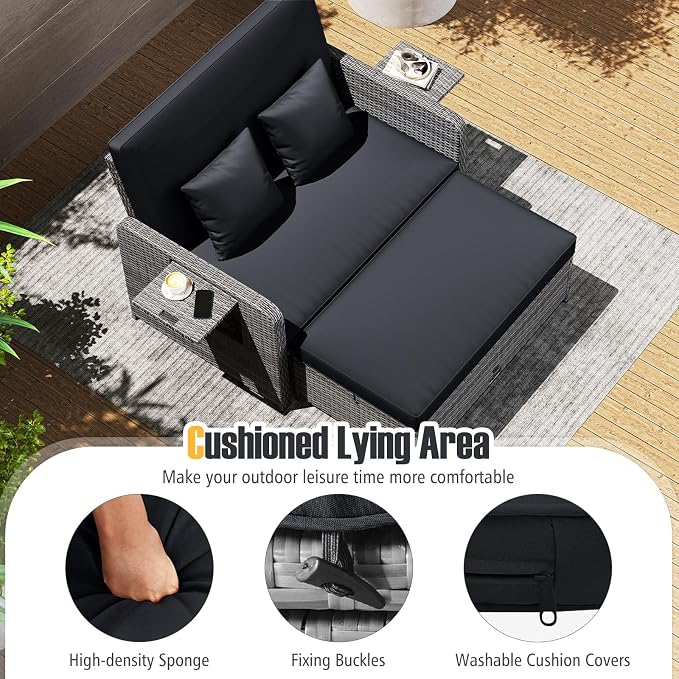 RELAX4LIFE Wicker Patio Outdoor Daybed - Image 7