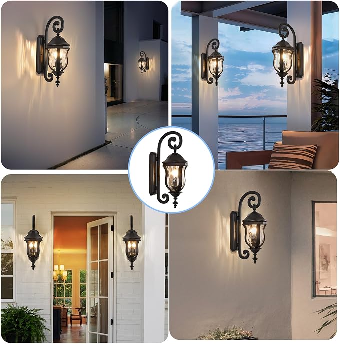 Outdoor Wall Sconces, 22.8" H Large Exterior Wall Lanterns, Waterproof Exterior - Image 5