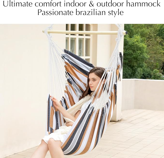 PNAEUT Hammock Chair Hanging Rope Swing - Image 2
