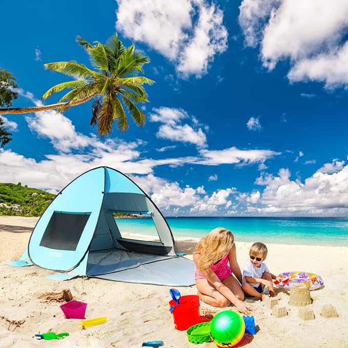 TOBTOS UPF 50+ Pop Up Beach Tent, Easy Set Up Beach Umbrella, Sun Shelter - Image 6