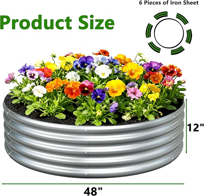 2PCS 4x4x1FT Galvanized Raised Garden Bed Kit, Vegetable Boxes-Round Metal - Image 2