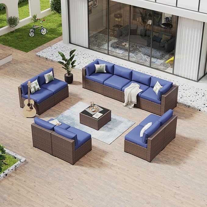 Aoxun 11 Piece Patio Furniture Set Wicker Rattan Patio Conversation Set Outdoor by Aoxun