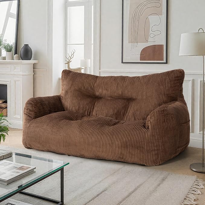 Pamapic 59" Bean Bag Chair, 2 Seat Loveseat Sofa, Ultra Soft Dutch Velvet - Image 3