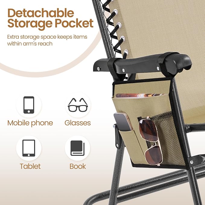 Yaheetech 26in Rocking Chair Outdoor Zero Gravity Folding Chairs Rocking Chairs - Image 5
