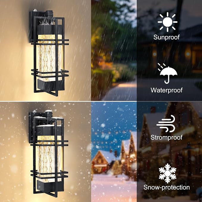 WIHTU Dusk to Dawn Outdoor Front Porch Light Fixtures Wall Mount, Waterproof - Image 2