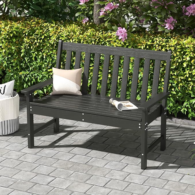 Tangkula HDPE Outdoor Garden Bench - Image 3