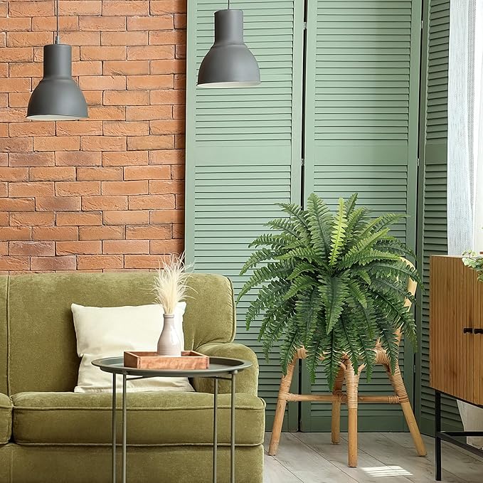 35" Fake Ferns, 4 Large Artificial Bonston Ferns Bushes Plants - Image 7