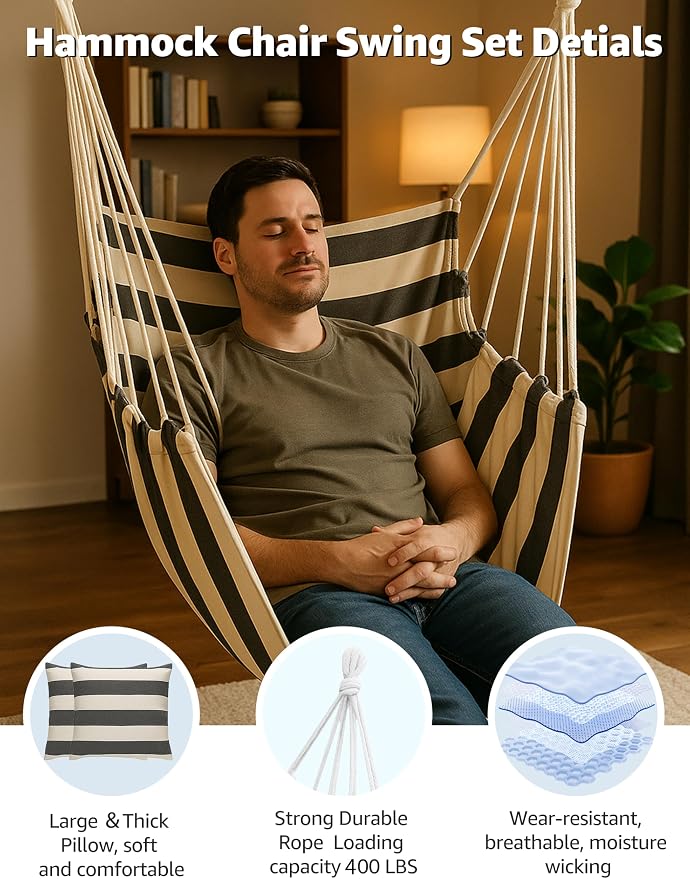 Hammock Chair Swing 2 Cushions Included - Image 4