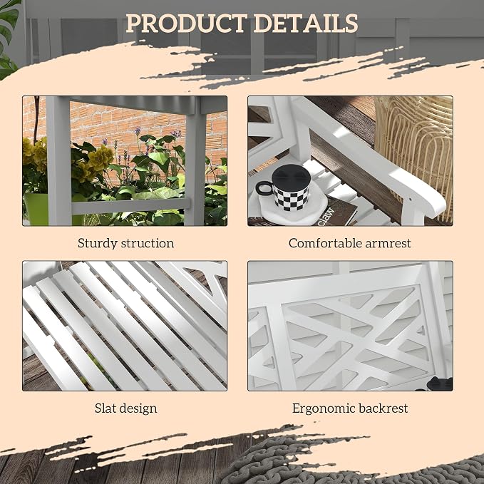 Outsunny Outdoor Garden Bench, Wooden Frame Patio Bench - Image 6