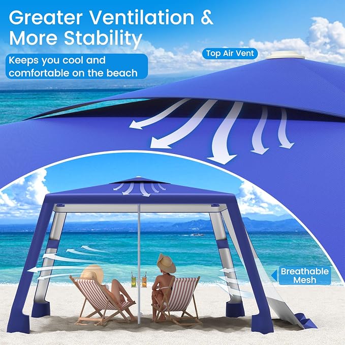 MoKo Beach Cabana, UPF 50+ Protection Easy Setup Beach Tent Sun Shelter - Image 4