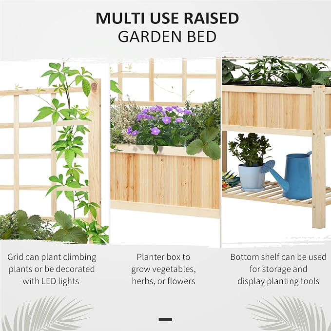 Outsunny 47'' Wooden Raised Garden Bed - Image 3