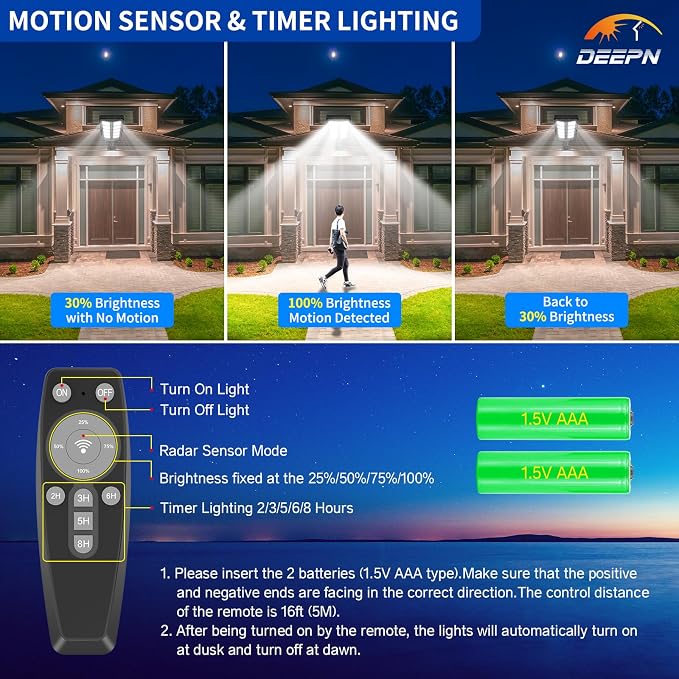 Deepn Solar Lights Outdoor, IP66 Waterproof Street Lights Outdoor, 6500K Dusk - Image 5