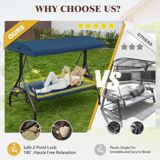 Upgrade 180° Convertible Outdoor Swing - Image 2