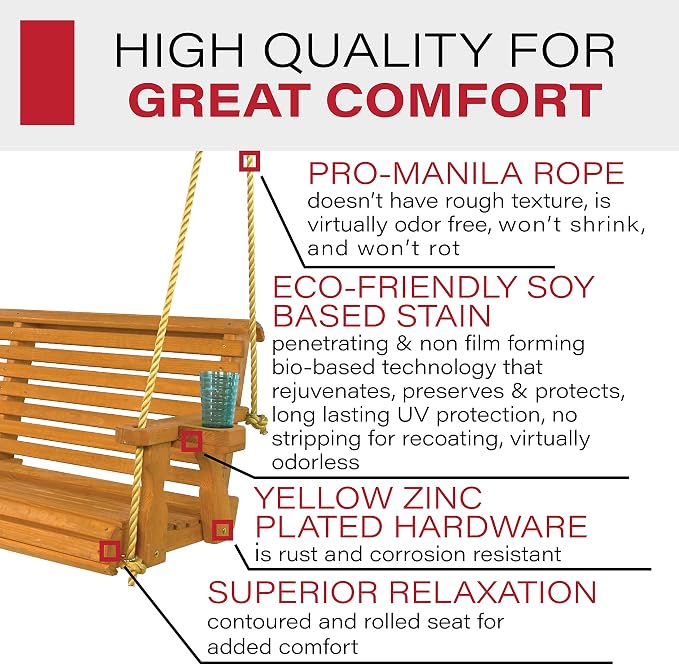 Amish Casual Heavy Duty 800 Lb Roll Back Treated Porch Swing - Image 3