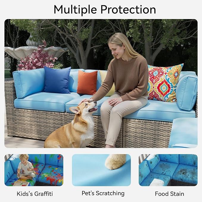 Aoxun 14pcs Patio Cushion Covers Replacement, Waterproof Outdoor Furniture - Image 4