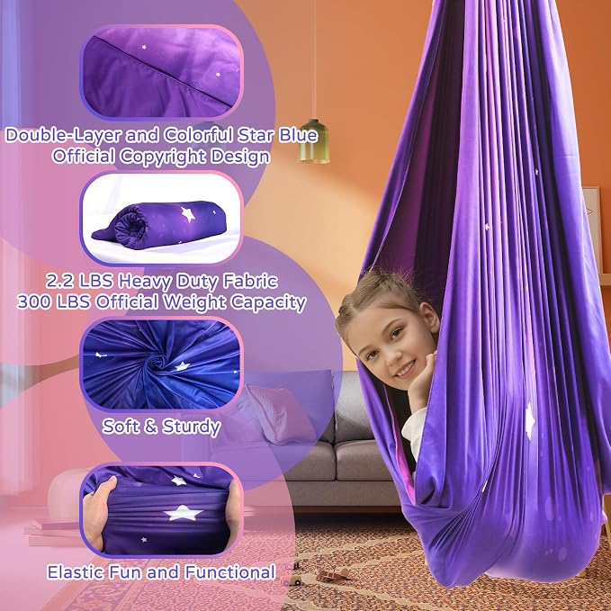 Sensory Swing for Kids and Adults Indoor & Outdoor Double Layer Therapy Cuddle - Image 2