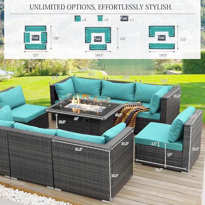 BULEXYARD 13 Piece High Back Patio Furniture Sets - Image 6