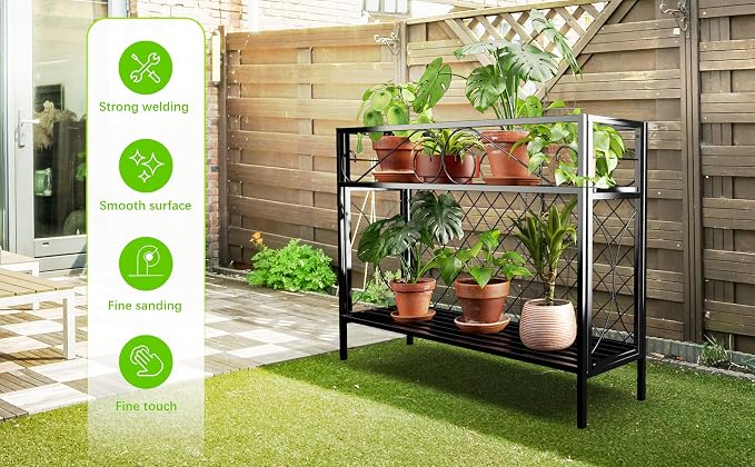 Zhongma 2 Tier Metal Sturdy Narrow Plant Stand, 47.24L x 12.6 W x 35.43 H inch - Image 6