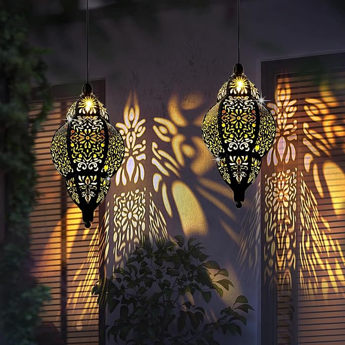 Hanging Solar Lantern Outdoor Decor, Moroccan Solar Lights - Image 4