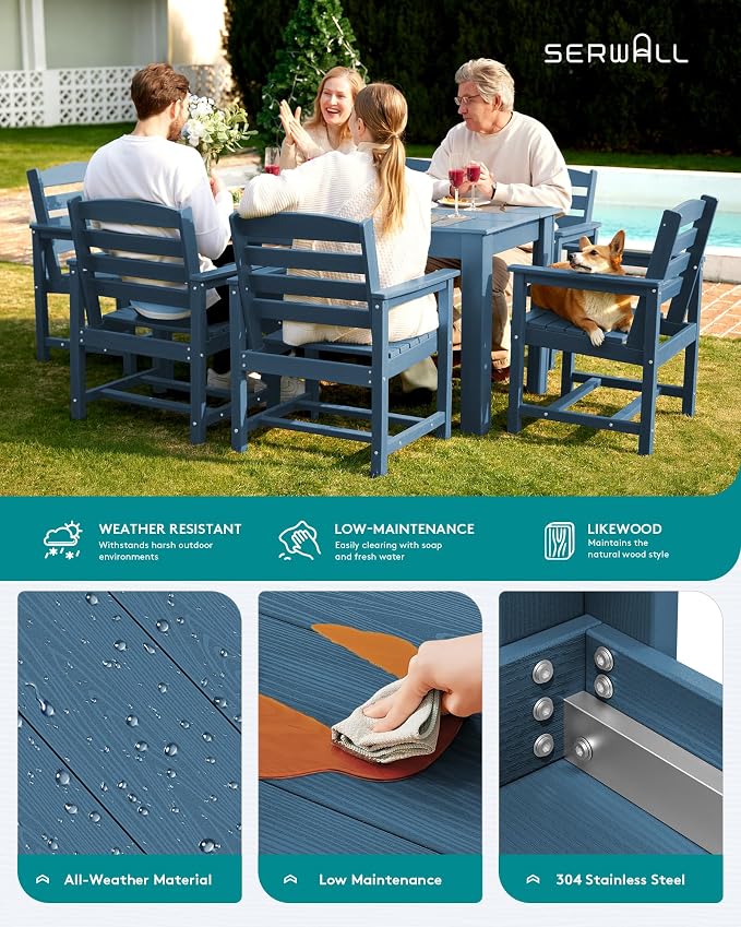SERWALL HDPE Dining Set for 4, Outdoor Dining Sets for 4 Person - Image 5