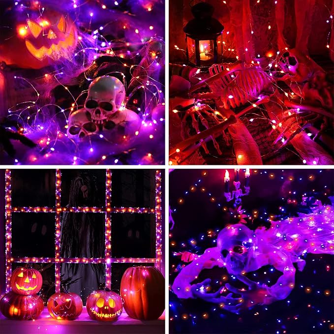 Purple and Orange Halloween Solar String Lights Outdoor, 2 Pack 80FT 200LED - Image 8