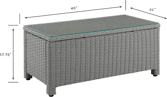 Crosley Furniture Bradenton All Weather Rattan Wicker Outdoor Coffee Table - Image 3