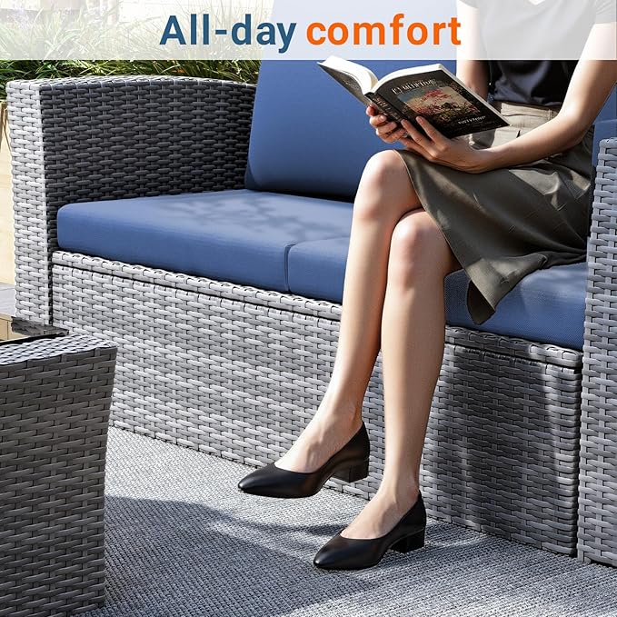 Wisteria Lane 4 Piece Patio Furniture Set, Wicker Outdoor Patio Conversation - Image 3