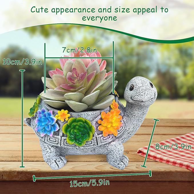 Turtle Succulent Planter, Resin Material, Indoor/Outdoor Use, Cute Decor - Image 2