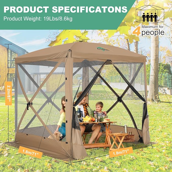 COBIZI 6x6 FT Pop up Gazebo Tent, Waterproof Instant Screen - Image 2