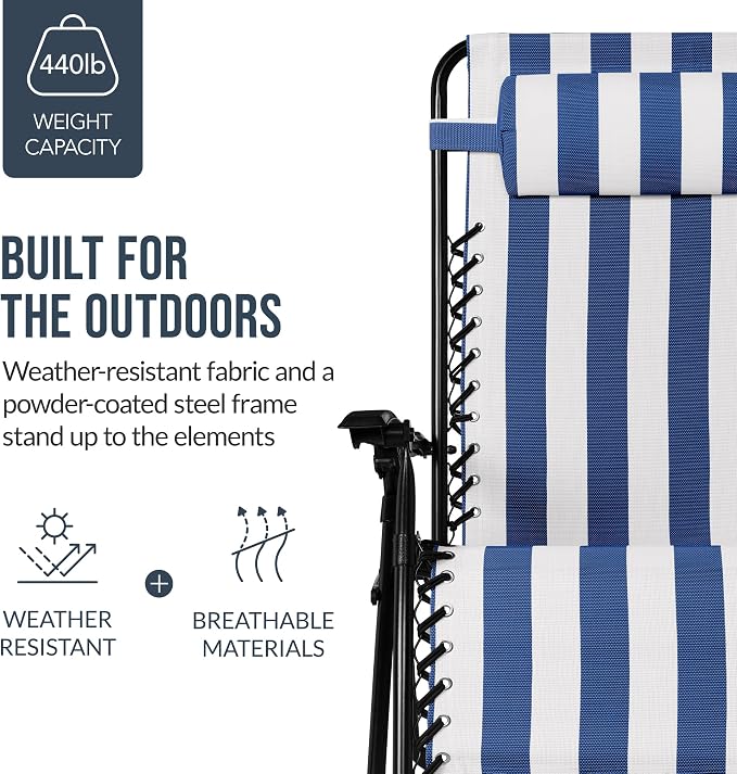 Best Choice Products Set of 2 Extra Wide Adjustable Steel Mesh Zero Gravity - Image 6