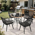 ECOTOUGE 5 Piece Patio Dining Set, Wicker Outdoor Furniture Set w/Glass Table by ECOTOUGE