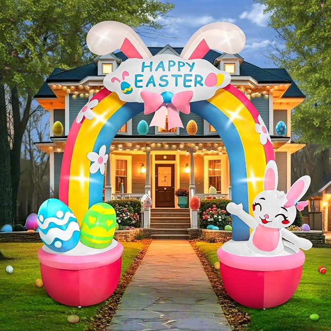 Kalolary 12 FT Easter Archway Inflatables Outdoor Decorations, Giant Bunny by Kalolary