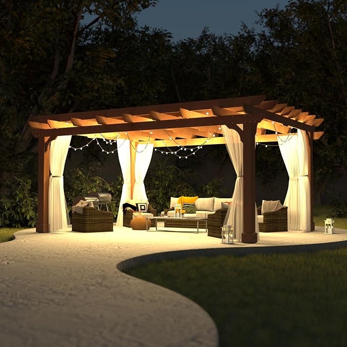 MUPATER Retratable Wooden Pergola Gazebo - Image 8
