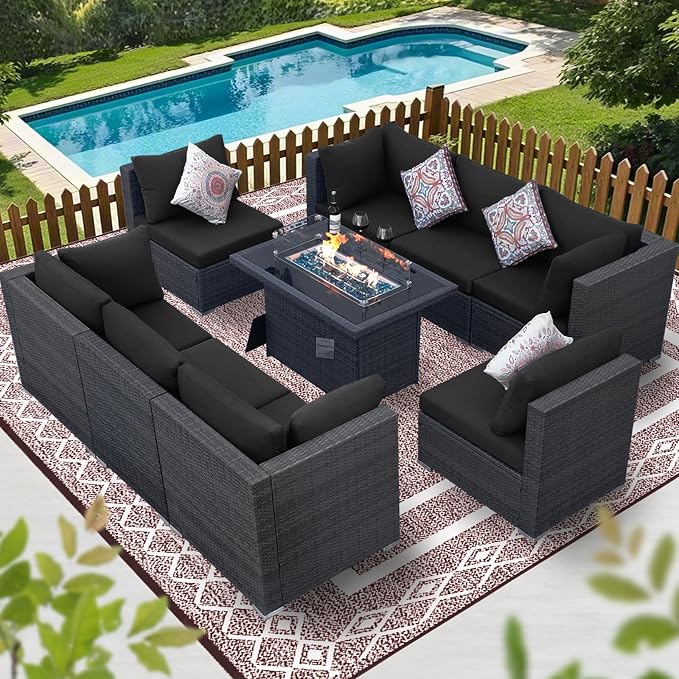 BULEXYARD 9 Piece High Back Outdoor Sectional Seating - Image 9