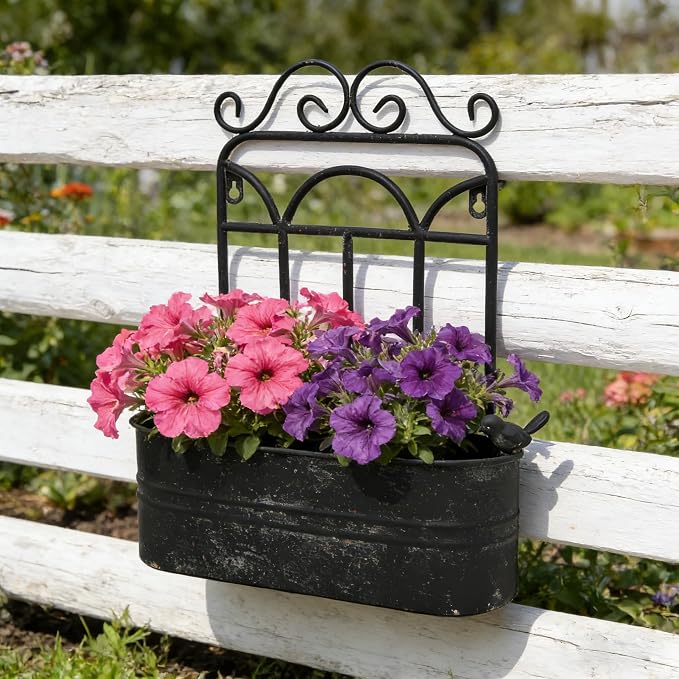 Rustic Metal Wall Planter Vintage Wall Mounted Flower Pot Distressed Wall by Unknown