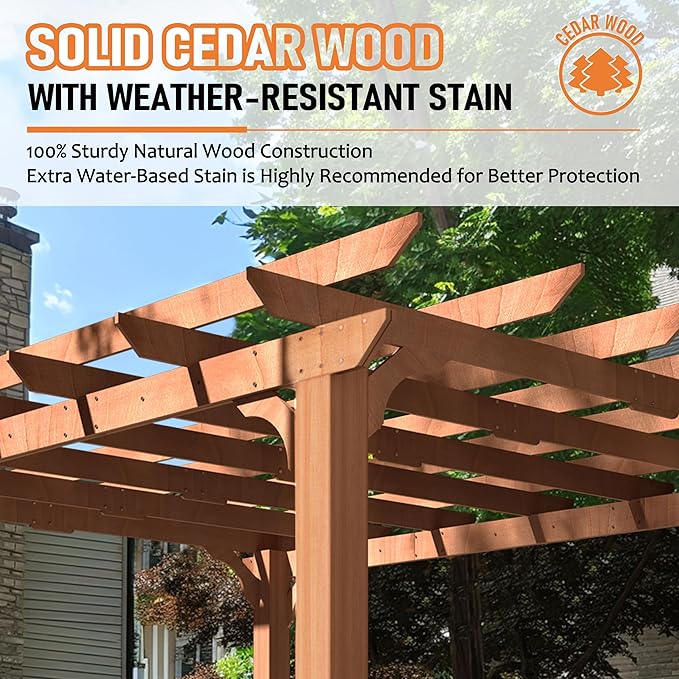 MUPATER 10' x12' Wooden Pergola, Pergola Kit - Image 4