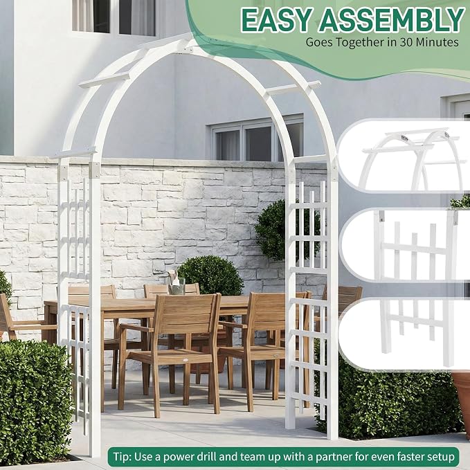 VINGLI Wooden Garden Arbor, Heavy Duty Outdoor Frame Trellis - Image 3