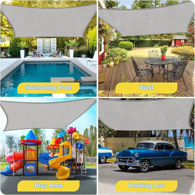HappyTrends Sun Shade Sail, Heavy Duty UV Protection Beach Shade Canopy Wind - Image 7