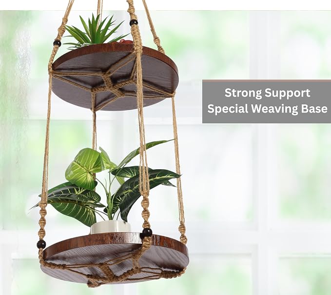2 Tier Macrame Plant Hanger | Plant Hanger Indoor, Hanging Planter | Hanging - Image 4