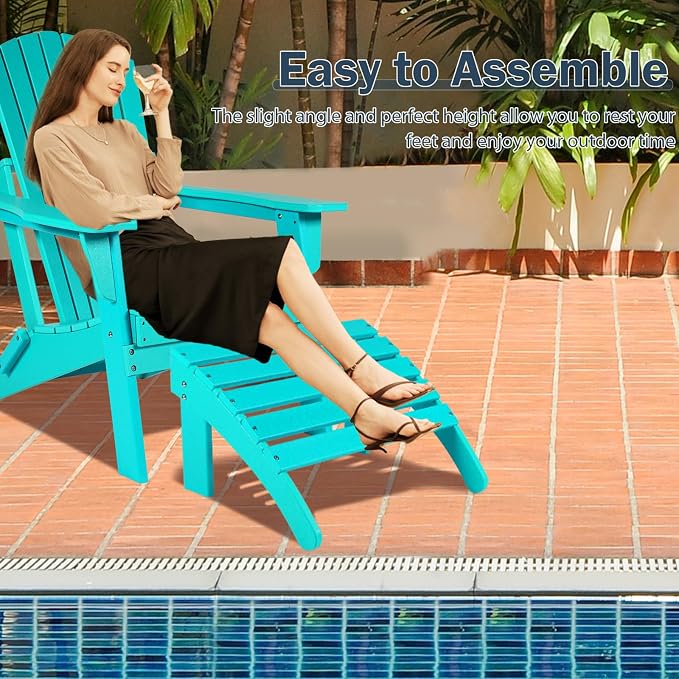 Aoodor Outdoor Adirondack Ottoman, Weather-Resistant HDPE Footrest - Image 7