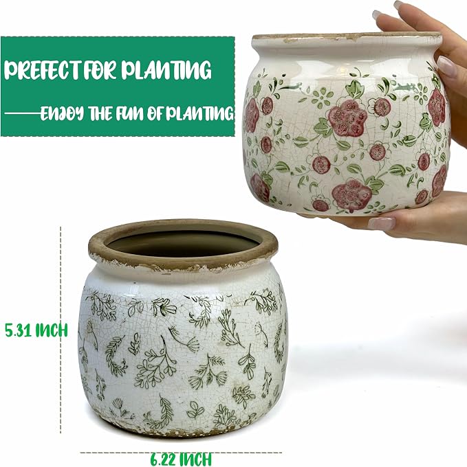 Vintage Ceramic Ice Crack Flower Pot - Image 2