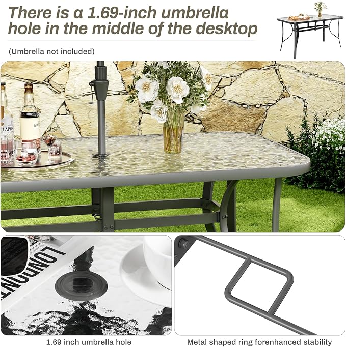 TLSUNNY Patio Outdoor Table W/ 1.69″ Umbrella Hole, Outdoor Metal Furniture - Image 5